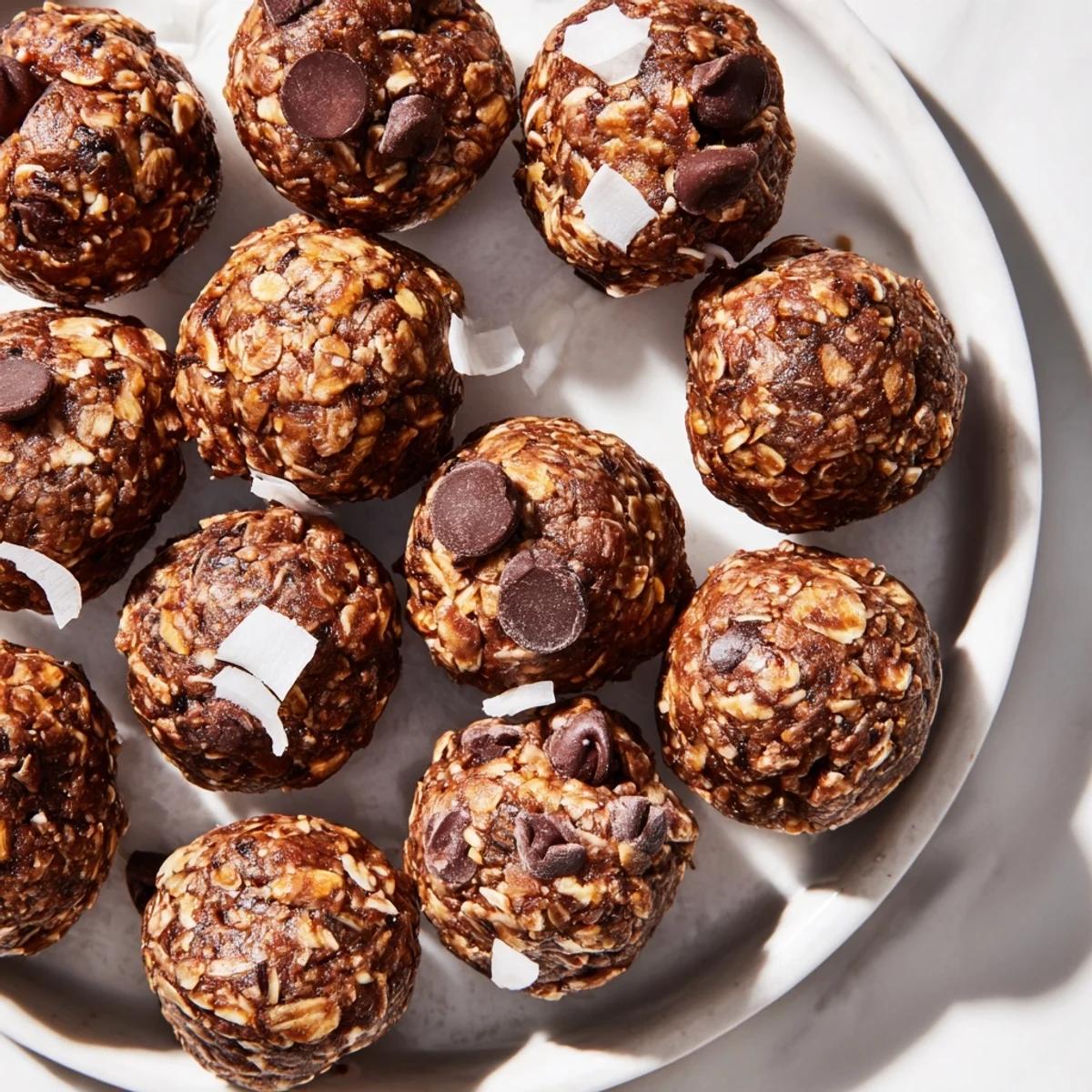 Chocolate Peanut Butter Energy Balls, perfectly round and chocolatey, offering a satisfying grab-and-go snack.