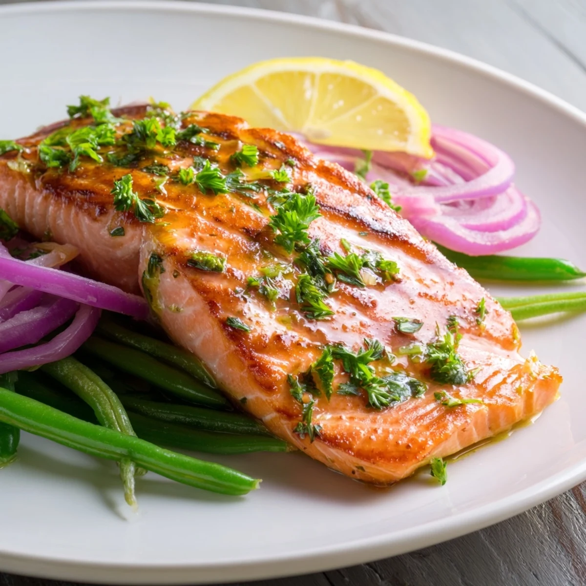 Sheet Pan Salmon Green Beans