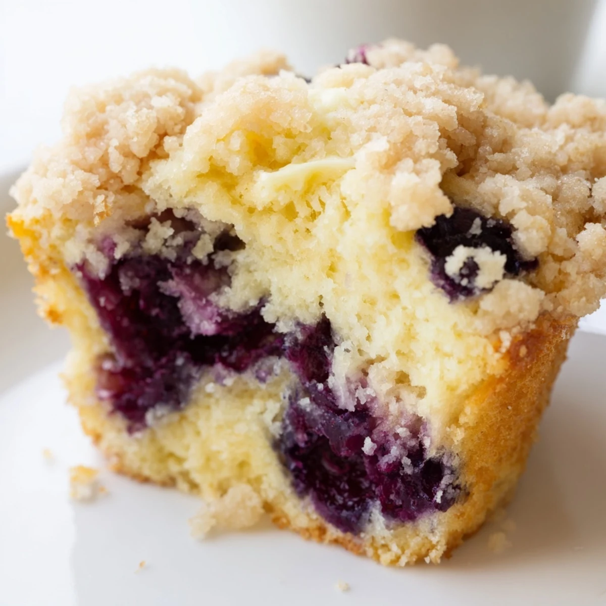 Freshly baked Lemon Blueberry Muffins with Streusel rest on a wire rack, ready to serve.
