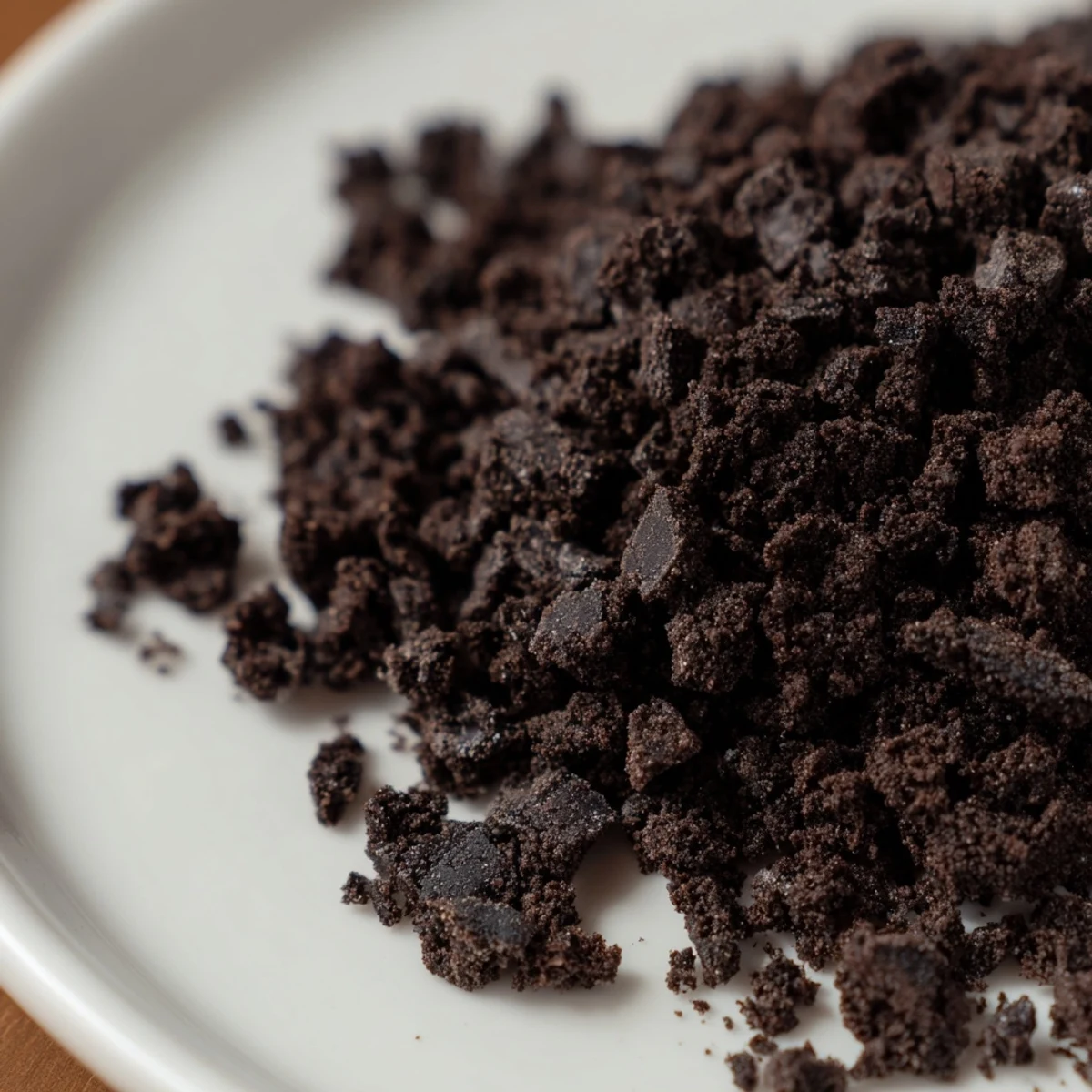 Freshly baked Chocolate Cookie Crumble clumps on a parchment-lined tray, showing crisp edges and melted chocolate chips.