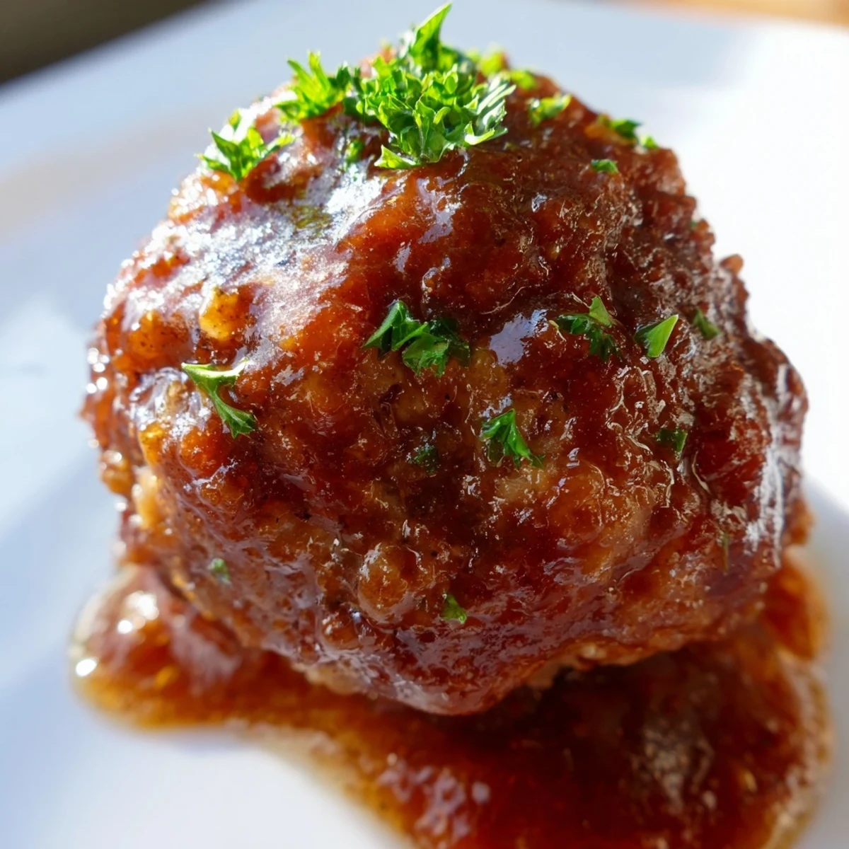 Juicy Tailgate BBQ Beef Meatballs glazed in smoky BBQ sauce, paired with toothpicks for easy snacking.