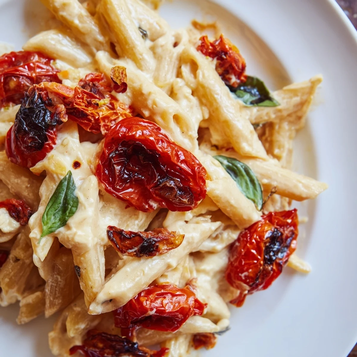 This Baked Feta Pasta with Cherry Tomatoes features roasted tomatoes and feta melted into a creamy sauce over perfectly cooked pasta in a baking dish.  