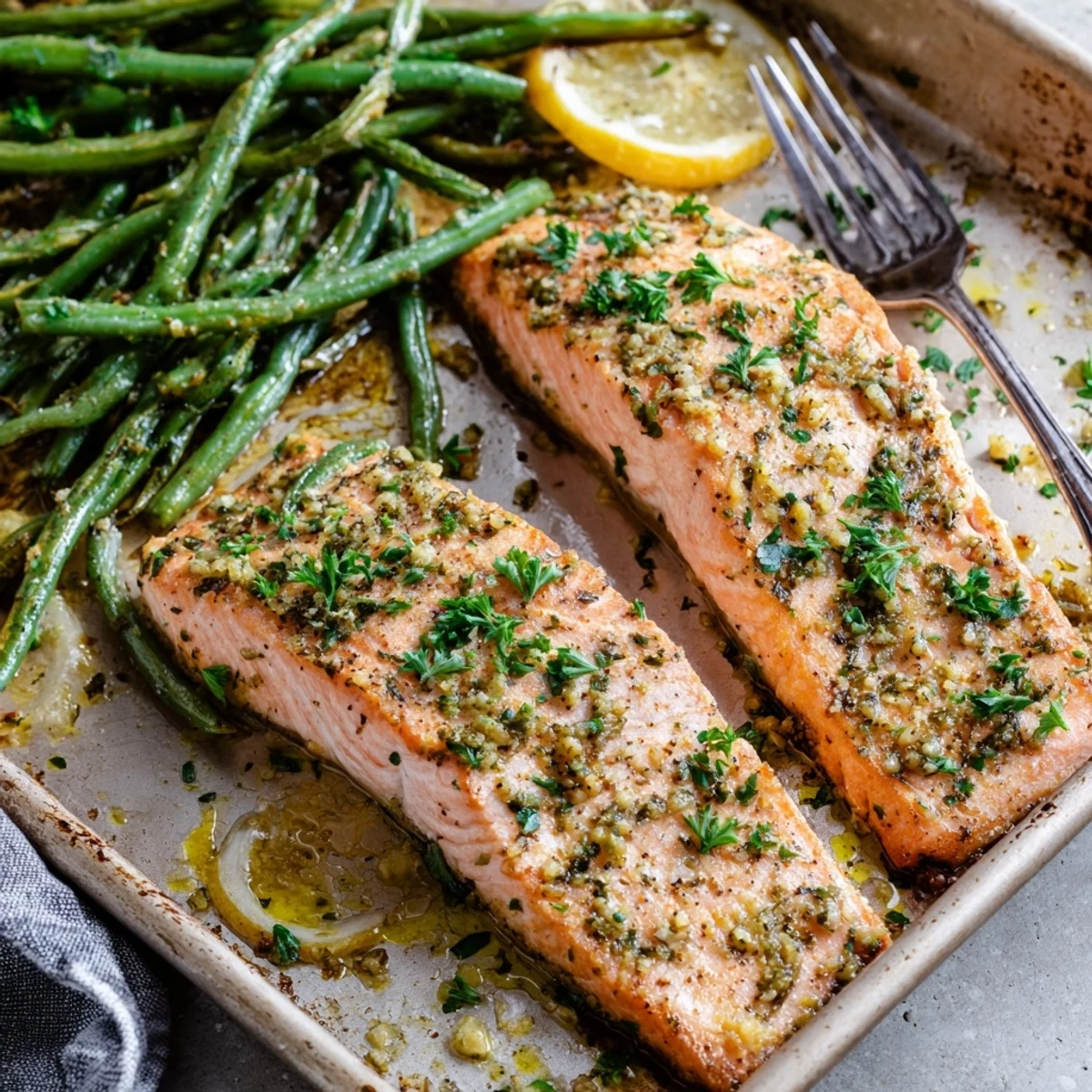 Sheet Pan Salmon and Green Beans for a quick, vibrant dinner served straight from the oven.