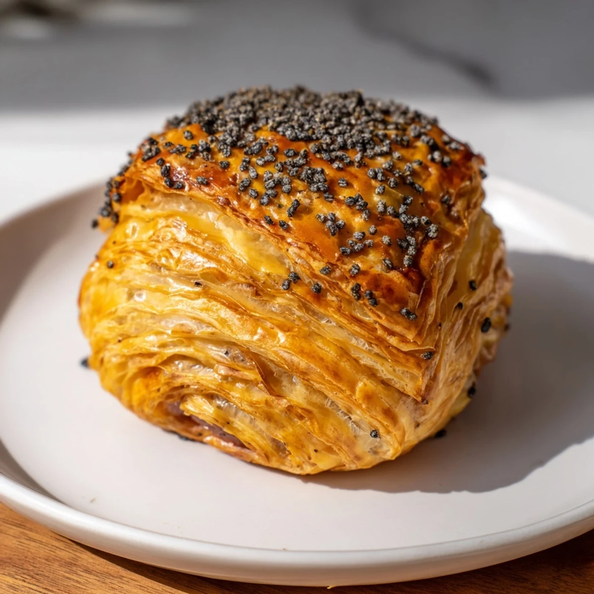 Golden, flaky Super Bowl Pigs in a Blanket with Beef Sausage arranged on a baking sheet. 