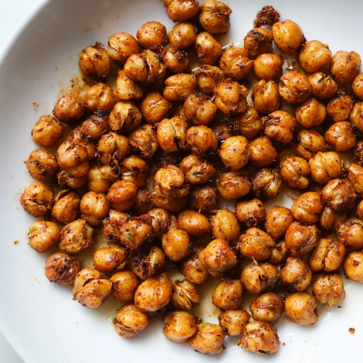 Golden-brown Cajun spiced roasted chickpeas glisten on a baking sheet, seasoned with smoky paprika for a crunchy Southern snack.  
