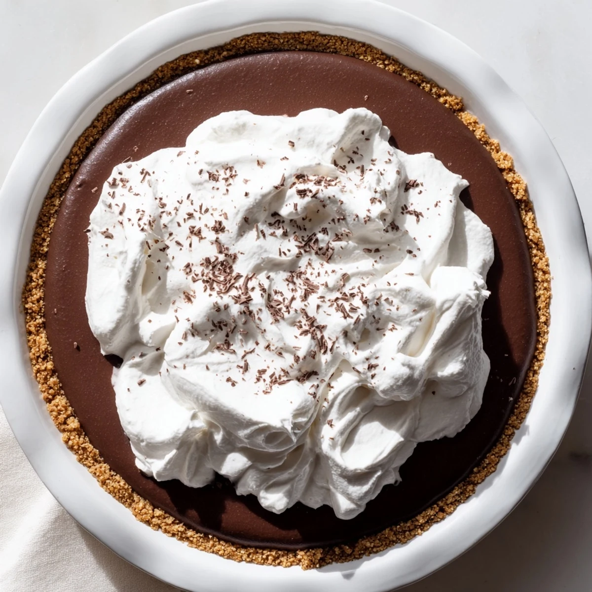Slices of Chocolate Silk Pie with Whipped Cream plated beside a steaming cup of coffee, perfect for a cozy dessert.