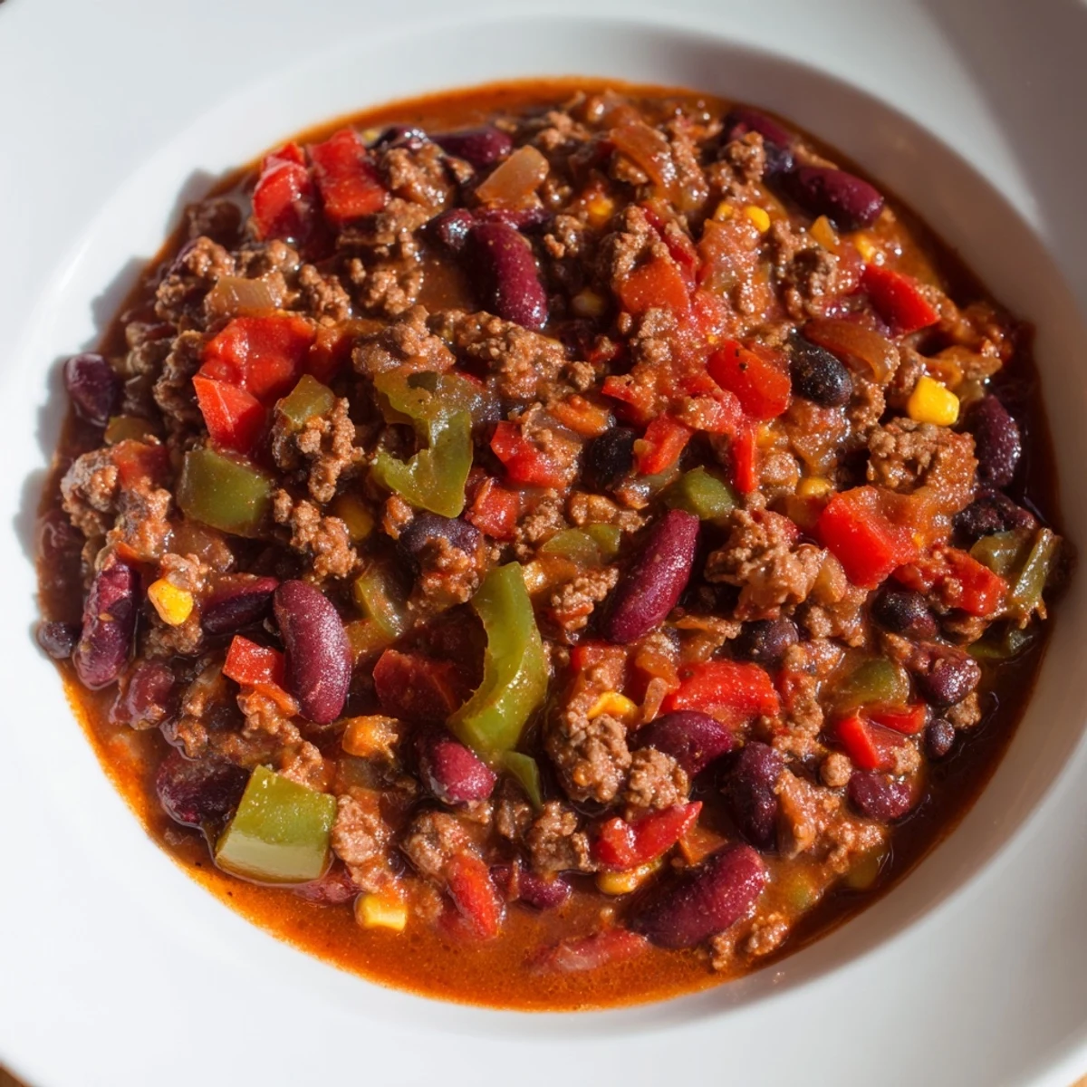This Slow Cooker Chili with Ground Beef simmered with cumin and paprika for a deep, rich flavor.