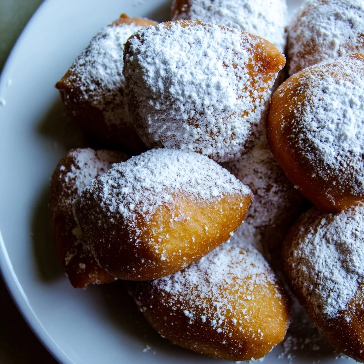 Freshly fried Vanilla French Beignets with a light, pillowy interior and delicate vanilla aroma.