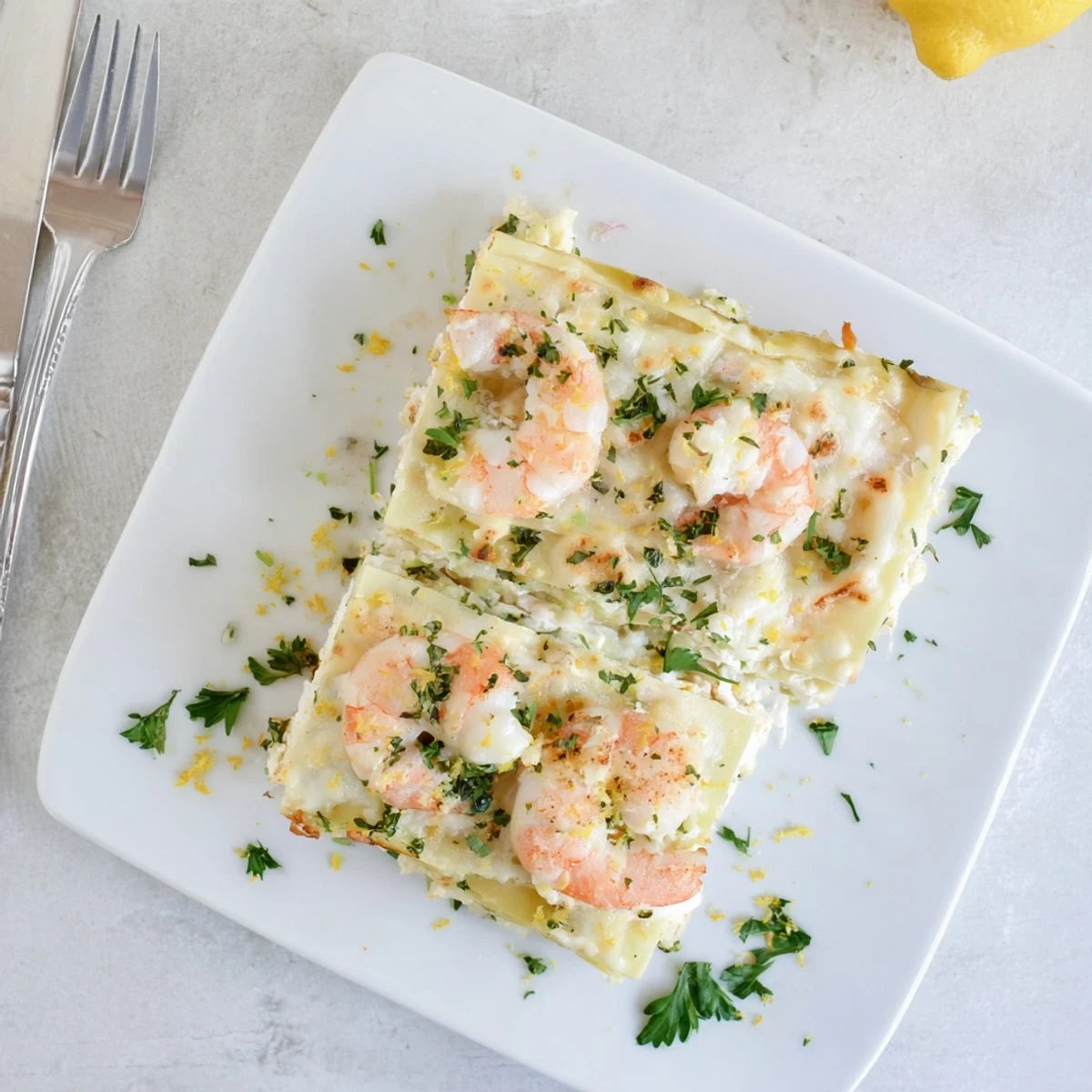 Savory garlic butter sauce moistens tender lasagna noodles with rich ricotta filling.