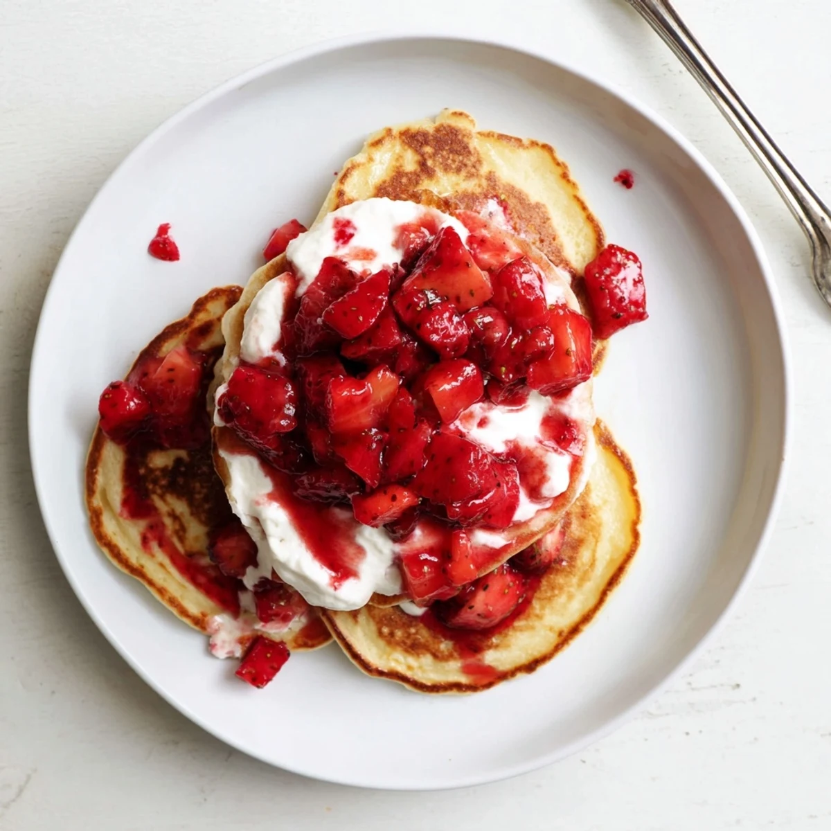 Fluffy Strawberry Cheesecake Pancakes