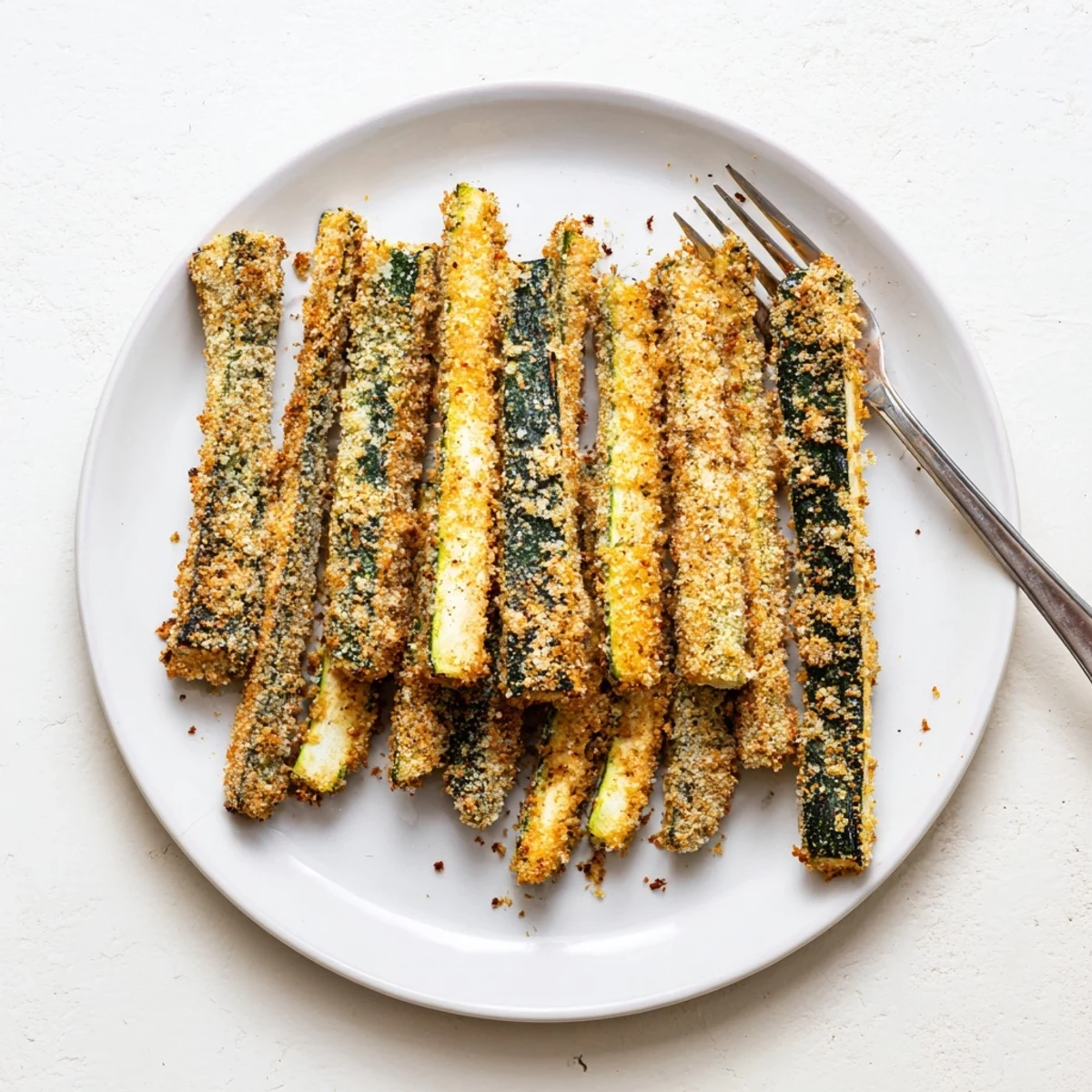 Golden-brown Keto Baked Parmesan Zucchini Fries sizzling on a parchment-lined baking sheet.