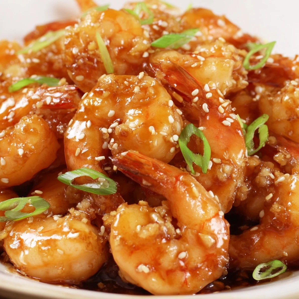 A vibrant bowl of high protein honey garlic shrimp paired with steamed broccoli and quinoa, topped with sesame seeds and a drizzle of extra sauce for a complete, healthy meal.