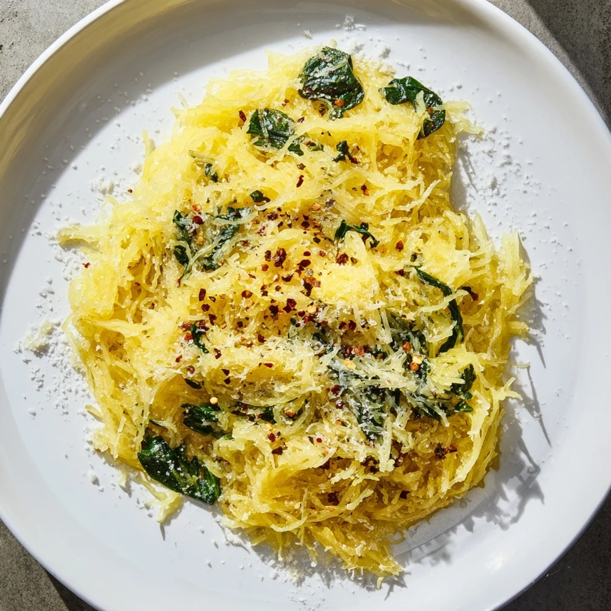 Fork-tender spaghetti squash mixed with herbaceous Boursin cheese and baby spinach for a comforting meal