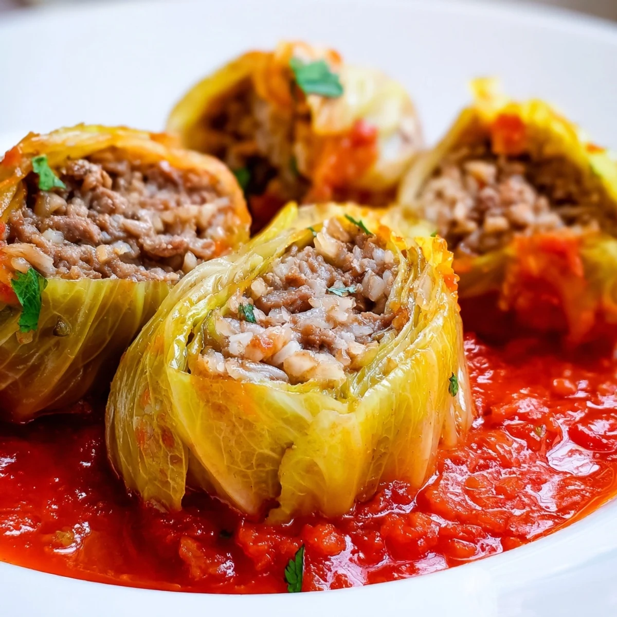 Tender baked onion layers wrapped around savory beef and rice Mediterranean herb mixture