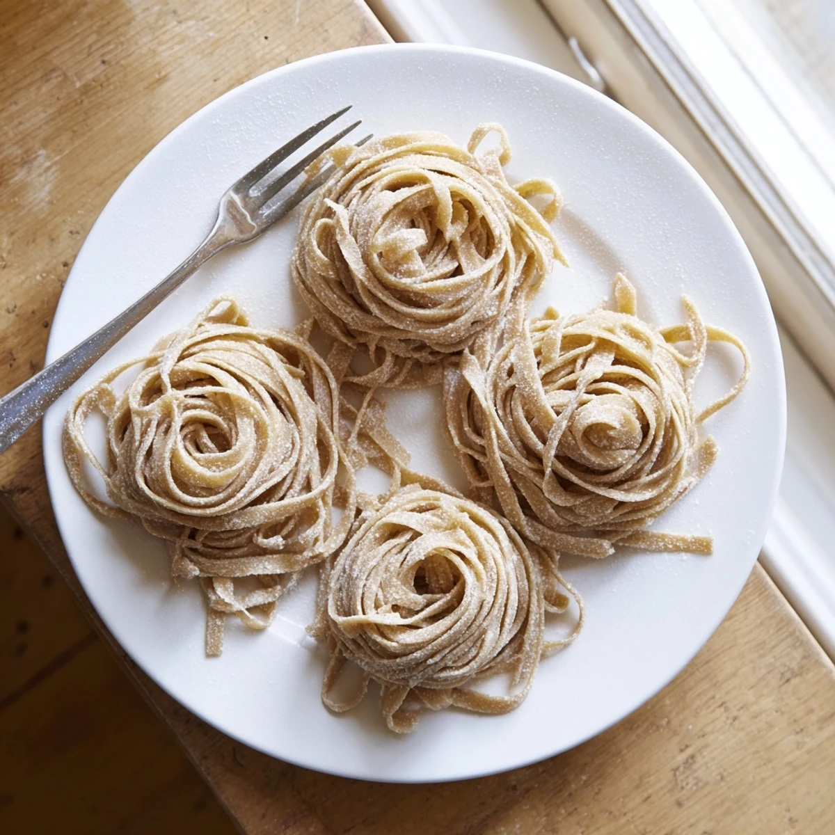 Hand-rolled rustic pasta with bubbly sourdough texture ready for boiling salted water.