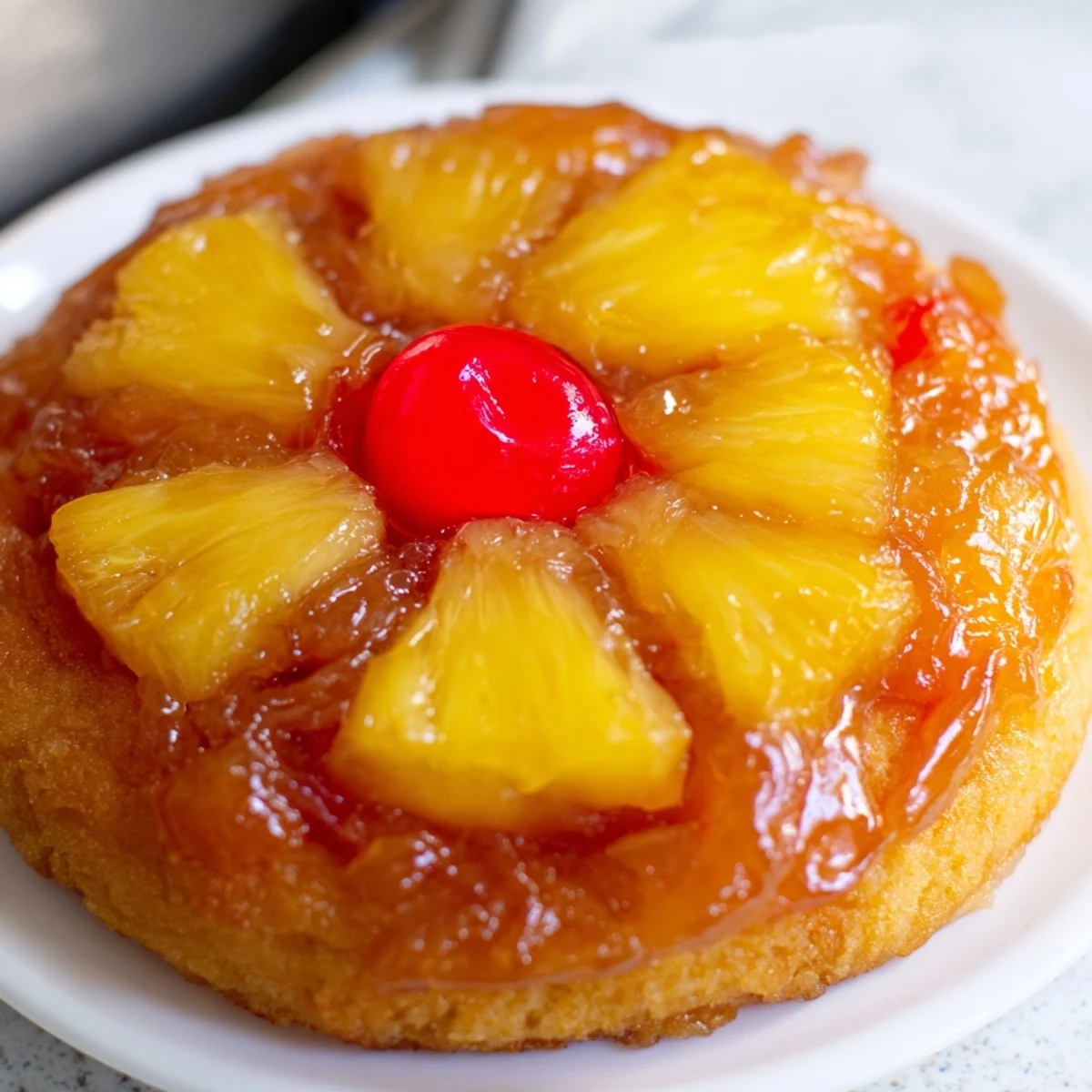 Freshly baked pineapple upside down sugar cookies arranged on a wire rack with gooey fruit topping