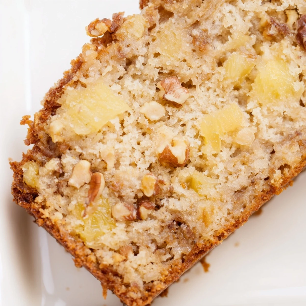 Freshly baked coconut pineapple banana bread cooling on wire rack with golden brown crust and tender crumb