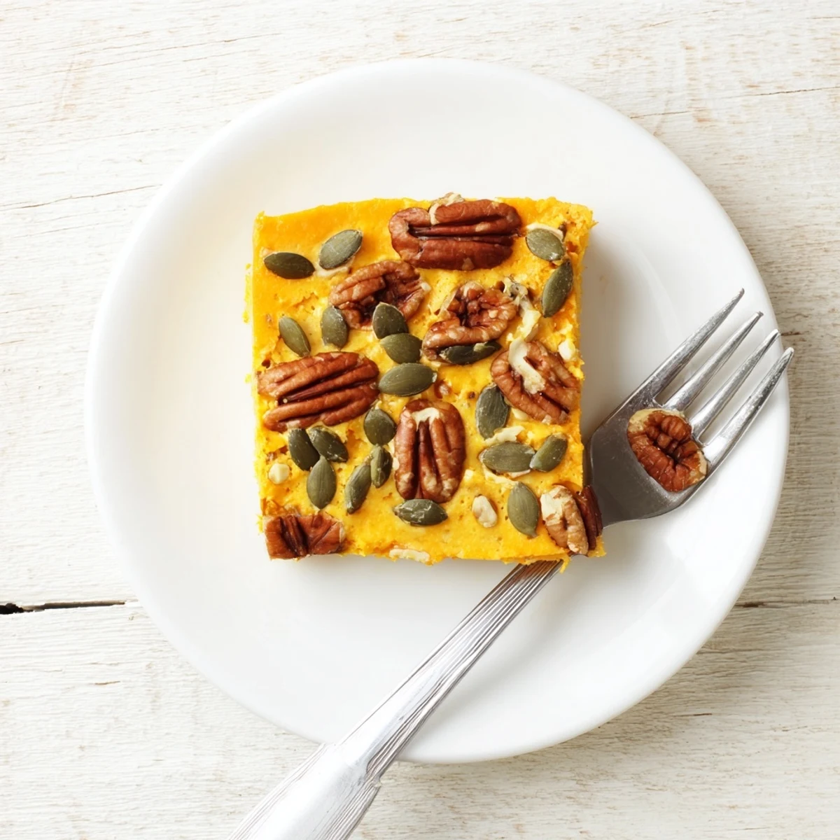 Sliced high protein cottage cheese pumpkin bake featuring fluffy texture and warm spices