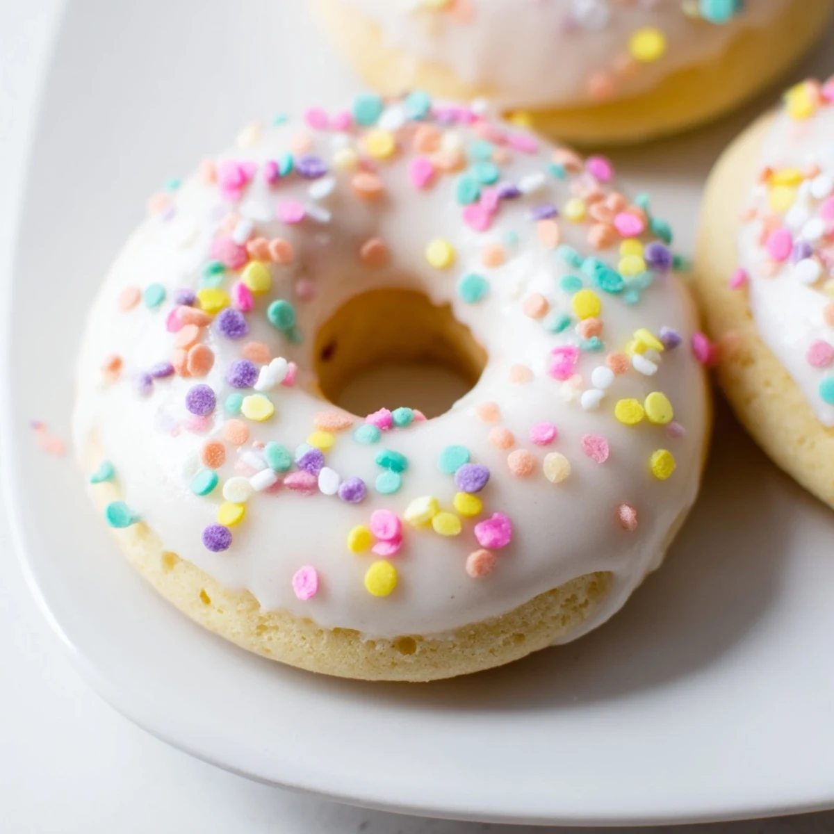 Lemon-flavored Italian Easter cookies with sweet glaze and festive rainbow decorations