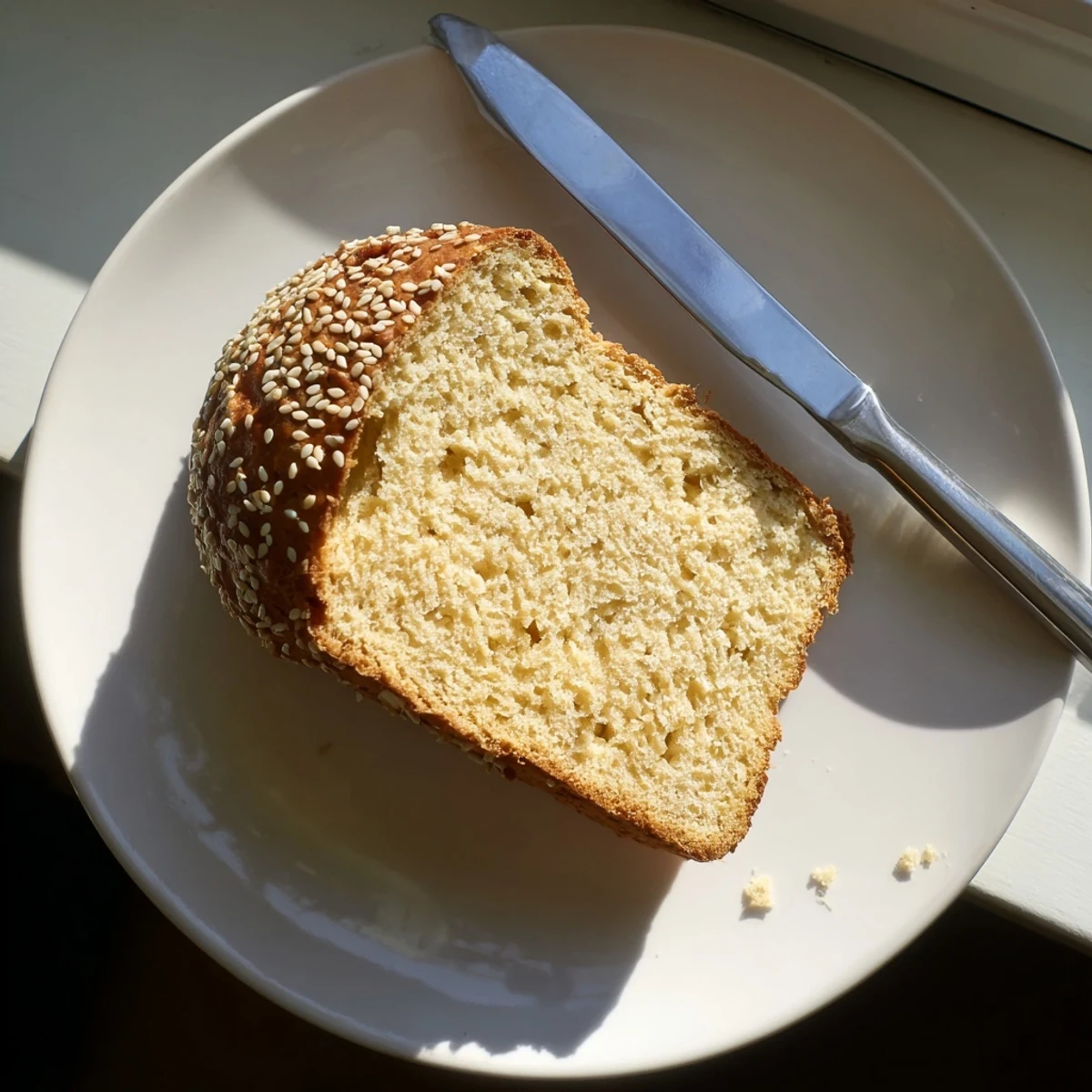 Keto zero carb yogurt bread sliced showing tender interior perfect for sandwiches