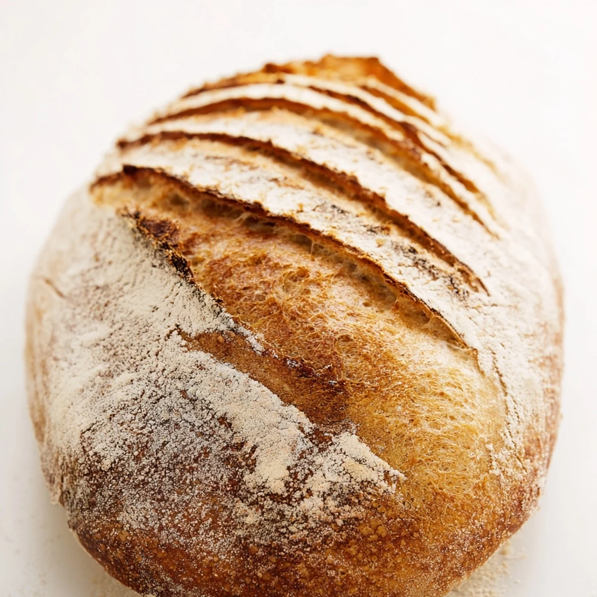 Freshly baked sourdough bread bowl with steam rising from chewy interior texture