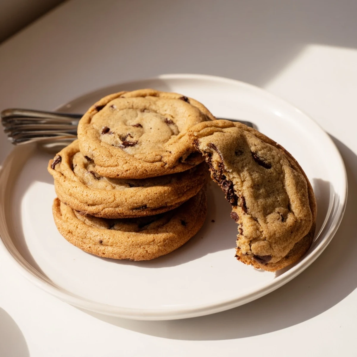 Golden brown nut free chocolate chip cookies with melty chocolate chips on a cooling rack