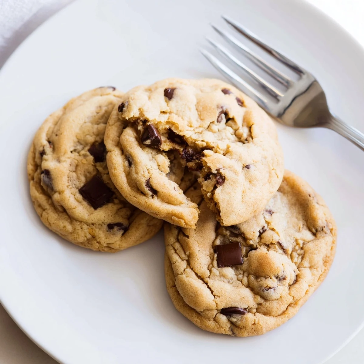 Soft chewy nut free chocolate chip cookies fresh from the oven with cracked tops