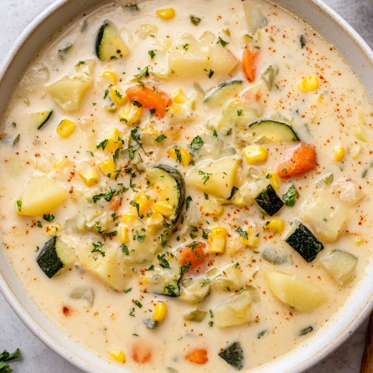 Hearty Potato Corn Zucchini Soup