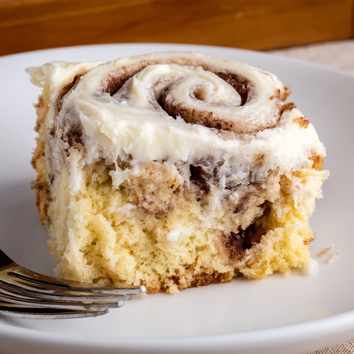 Cinnamon Roll Poke Cake with gooey cinnamon pockets and creamy frosting.