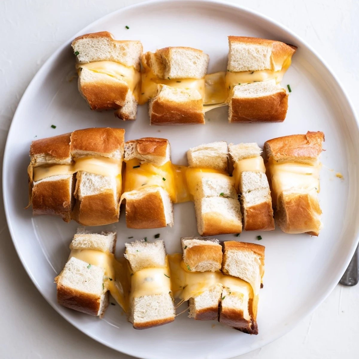 Tray of Mini Grilled Cheese Hawaiian Rolls, golden tops and melted centers