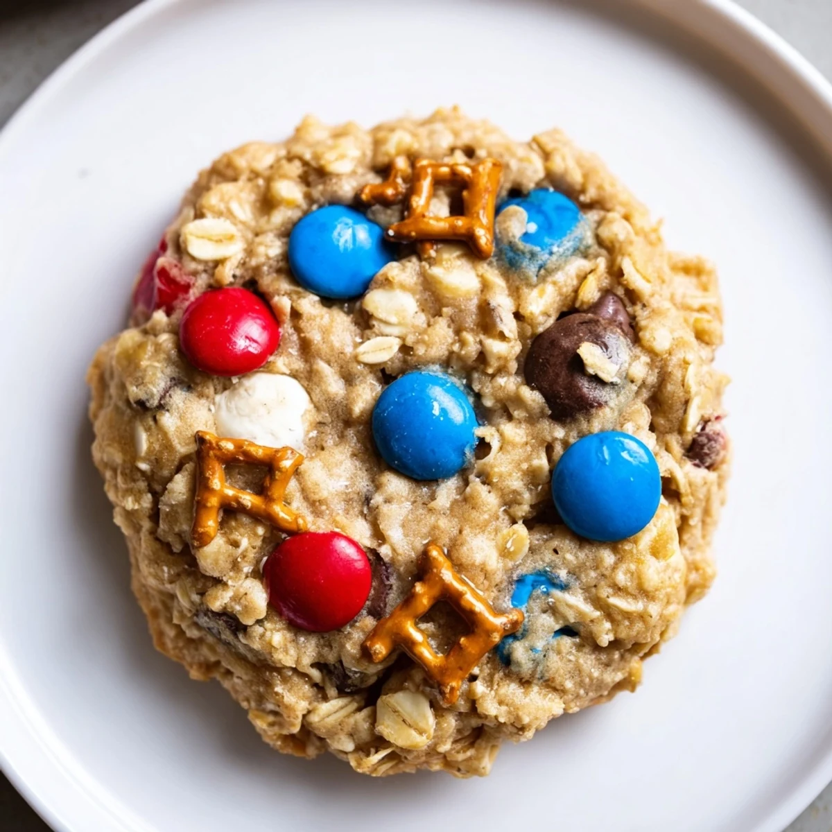 Serve warm Patriotic Monster Cookies Recipe with cold milk for festive summer gatherings