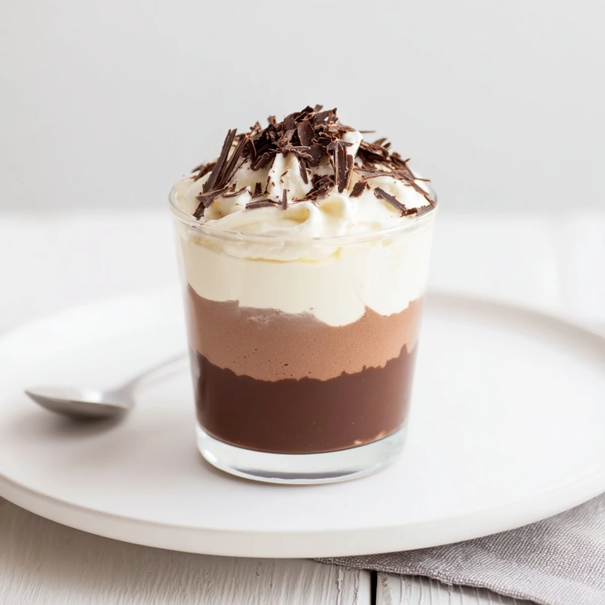 Serve Triple Chocolate Mousse Cups in clear glasses for elegant dessert presentation