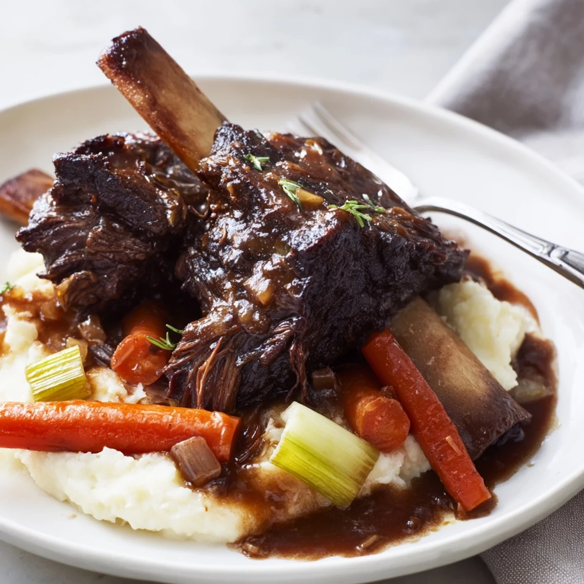 Slow Cooker Beef Short Ribs slow-braised eight hours, tender vegetables and herbs