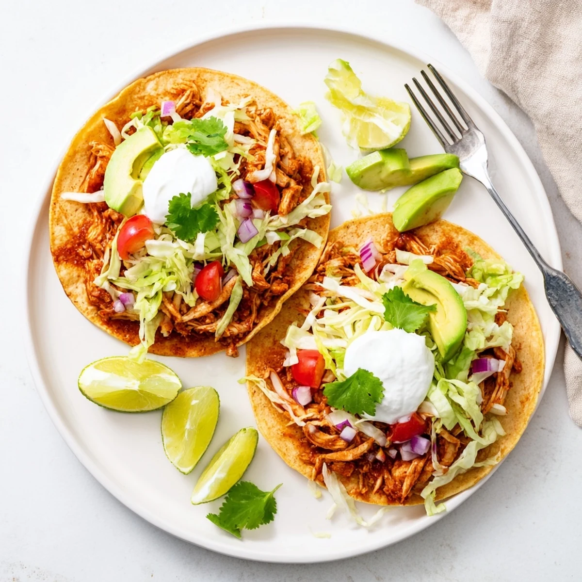 Easy slow cooker chicken tacos recipe with juicy spiced meat and vibrant toppings ready for family dinner