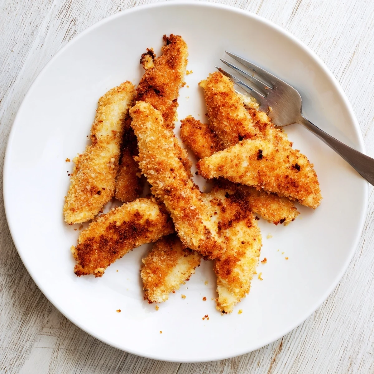 Juicy homemade air fryer chicken tenders served with honey mustard dipping sauce and fresh parsley garnish