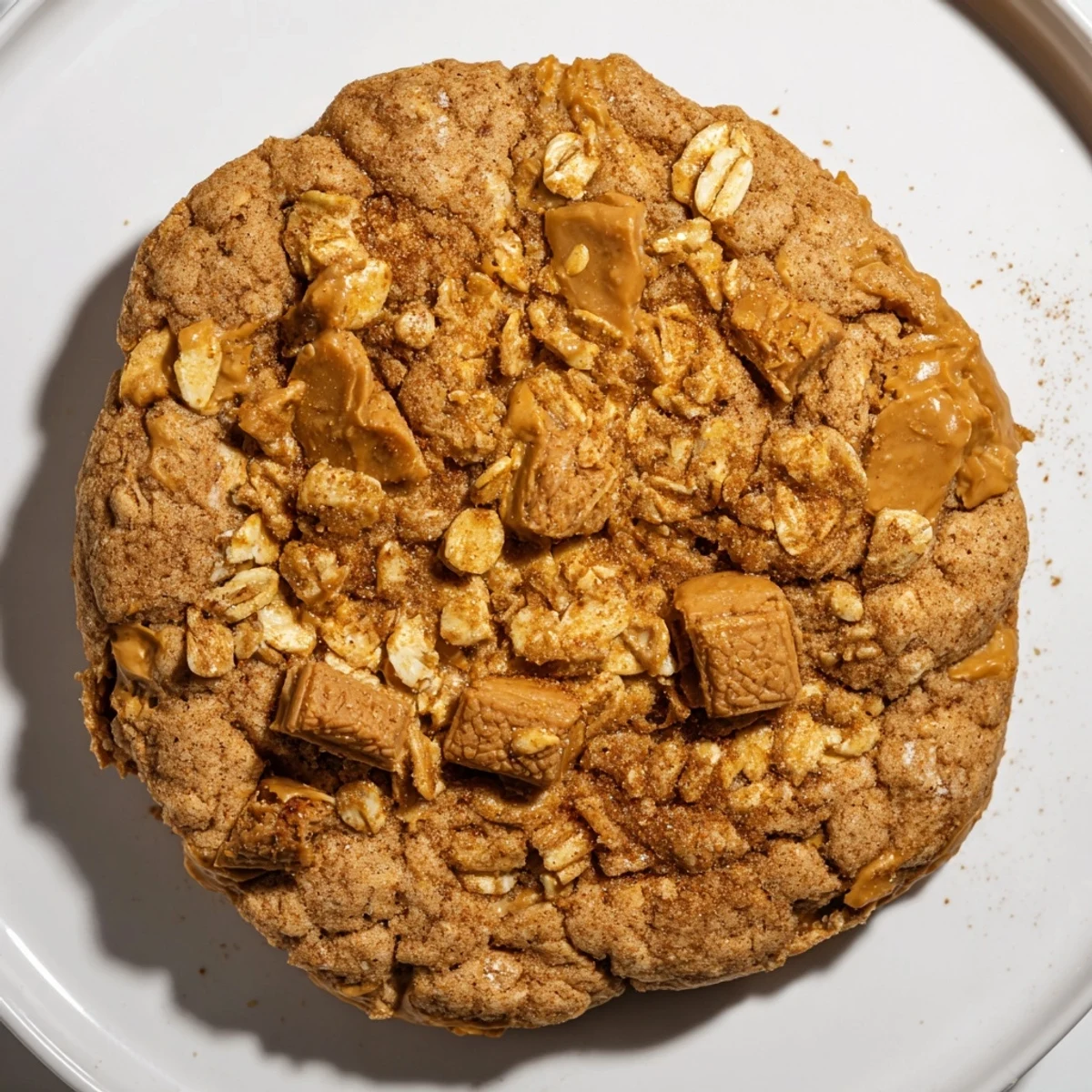 Chewy caramel-spice Biscoff oatmeal cookies cooling on wire rack after baking to golden perfection