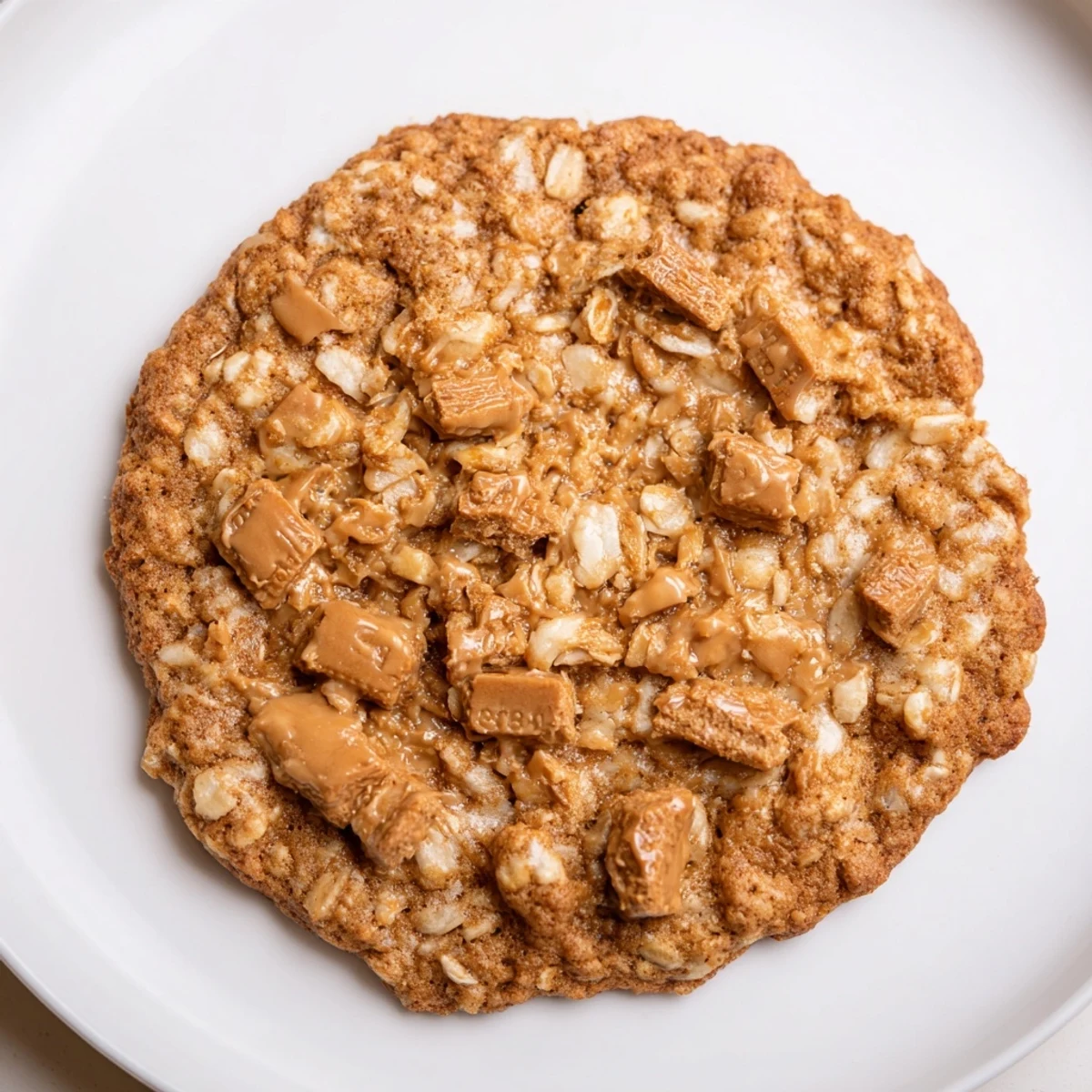 Golden Biscoff oatmeal Lotus cookies stacked on a wooden board with chopped cookie pieces visible