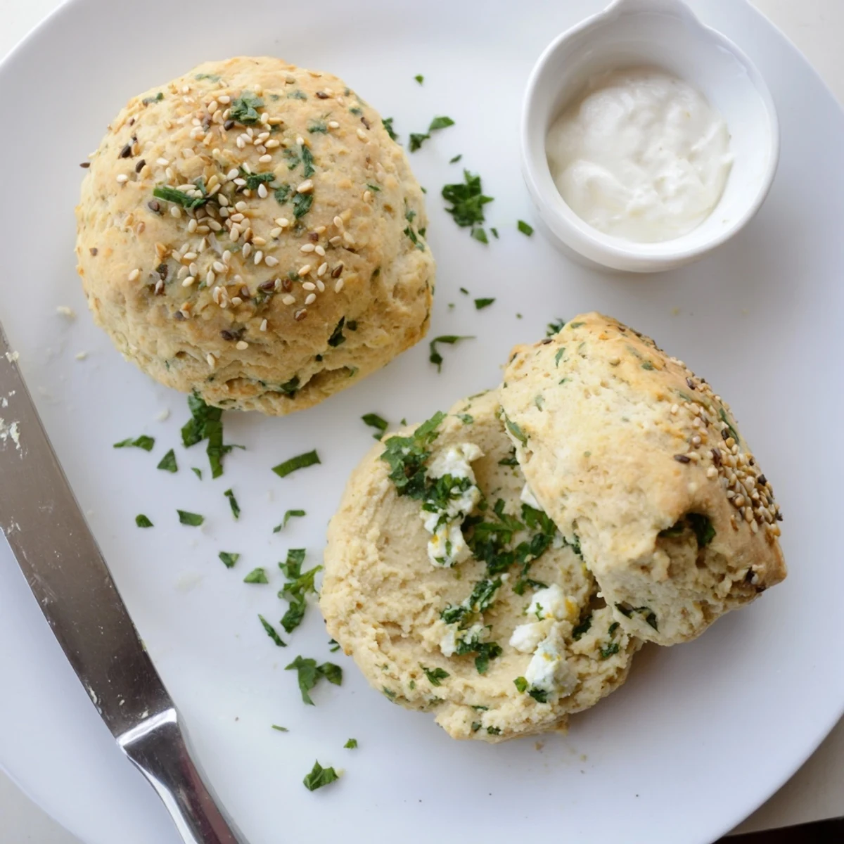 Warm Humous Scones, golden crust and soft crumb, ideal for snacking.