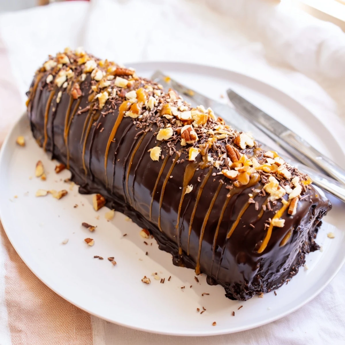Gooey Chocolate Caramel Turtle Cake