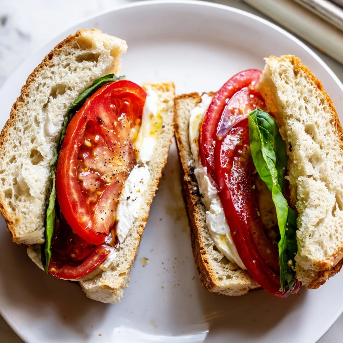Juicy ripe tomato sandwich with creamy mayo on golden toasted bread