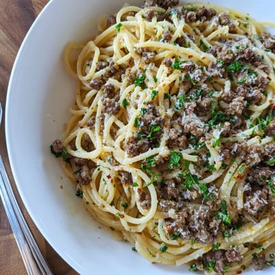 Garlic Butter Beef Pasta